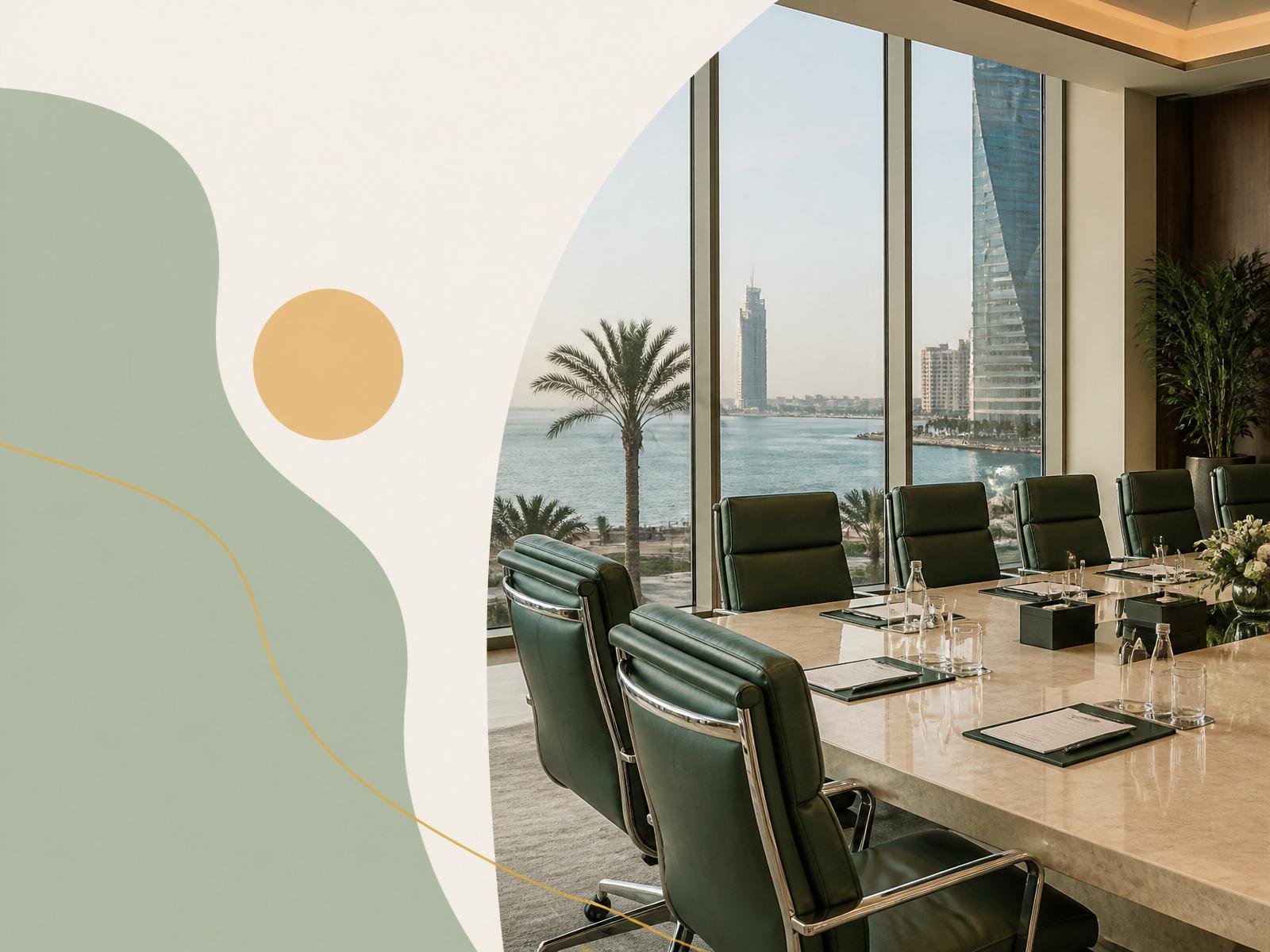 Tauzeef consultants advising clients in a modern Saudi corporate meeting room